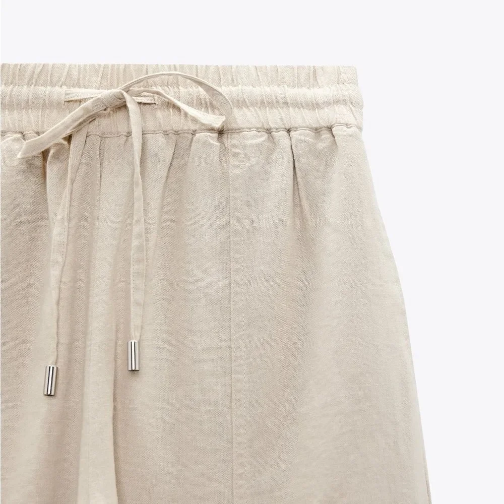 Zara Linen Blend Pants New Sand